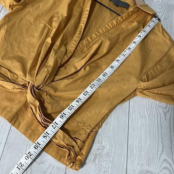 Anthropologie Sunday In Brooklyn Twist-Front V-Neck Blouse In Gold - Picture 12 of 13